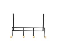 LIN HOME XZ-22382 Gancho para Puerta de Hierro Negro con 4 Puntos de Colgante de Madera (M2)