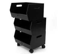 LIN HOME XZ-23007 Carro Organizador de Plástico de 3 Niveles con Ruedas - Estante Almacenamiento Multifuncional para Baño, Cocina y Dormitorio