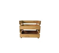 LIN HOME XZ-23109 Cesta de Almacenamiento de Madera de 2 Niveles, Organizador Apilable, 30×20×27 cm