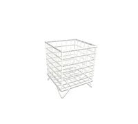 LIN HOME XZ-23161 Cesta de Almacenamiento de Malla Metálica Cuadrada con Soporte, Organizador de 22,5×20,2×20,2 cm