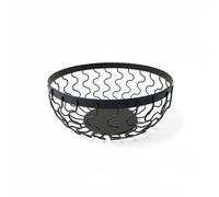 LIN HOME XZ-23165 Cesta de Frutas de Metal Negro con Diseño de Ondas, Organizador Decorativo de Cocina Black