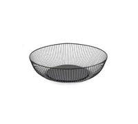 LIN HOME XZ-23171 Frutero Decorativo de Metal, Diseño Ondulado, Cuenco para Frutas y Verduras (Negro, 28x7.5cm)