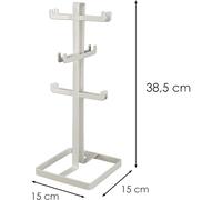 LIN HOME XZ-23182 Soporte para Tazas de Metal, 6 Ganchos, 38,5 cm de Alto, Organizador de Cocina, Blanco White