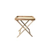 LIN HOME XZ-23217 Mesa Auxiliar con Bandeja de Madera y Soporte de Metal Plegable, Mesa de Servicio Multiusos