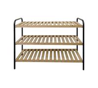 LIN HOME XZ-23244 Zapatero de 3 Niveles de Madera y Metal - Estante Organizador para Zapatos, Diseño Industrial, 70.5×28×56.6 cm - Ideal para Entrada, Dormitorio o Baño