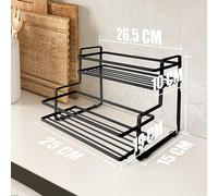LIN HOME XZ-23308 Organizador de Especias de 3 Niveles, Estante de Cocina, 26,5 x 19 x 10 cm (Negro)