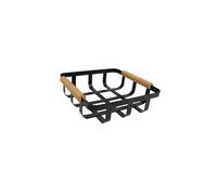 LIN HOME XZ-23324 Cesta Organizadora de Metal con Asas de Madera - Cesta Decorativa Blanca 22×22×6 cm, Ideal para Cocina, Frutas, Pan o Baño - Diseño Moderno y Minimalista