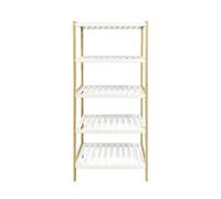 LIN HOME XZ-24505 5-Tier Bamboo Storage Shelf, Open Display Rack with Slatted Shelves, Freestanding Organizer for Living Room, Bathroom, Kitchen, Bedroom(104.6 * 29.4.*7.1)