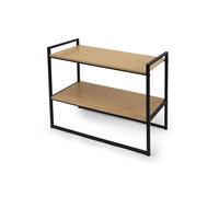 LIN HOME Zapatero de 2 Niveles 63x28x61cm de Madera y Metal - Estantería para Zapatos con 2 Estantes para Entrada de Casa Color Negro
