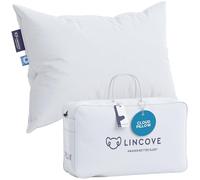 Lincove Cloud Natural - Almohada de plumón canadiense de lujo, color blanco, potencia de relleno 625, carcasa de algodón de 500 hilos, fabricada en Canadá, estándar, suave, 1 paquete