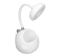 Linda Lámpara de Escritorio LED, Forma de Dinosaurio, Batería de 600 MAh, Lámpara de Escritorio de Luz Suave, Recargable por USB para Dormitorio para Niños (WHITE)
