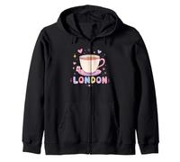 Linda Taza de té Londres Reino Unido Inglaterra Recuerdo de Viaje Sudadera con Capucha