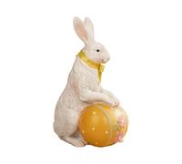 Lindas figuras de conejo, decoraciones de conejo de resina, figuras de huevo de Pascua de 5.7 x 4.1 pulgadas con detalles, resina pintada a mano, decoración navideña con fácil colocación, decoraciones
