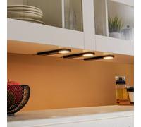 Lindby Amaryll Lámpara LED bajo mueble, set de 3, negro