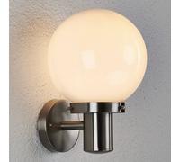 Lindby Aplique de exterior esférico Samuel, acero inoxidable