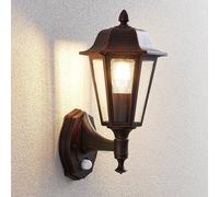 Lindby aplique de pared exterior en negro, transparente, con detector | luz de exterior ip44 protección contra salpicaduras, e27