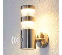 Lindby Aplique LED para exterior Lanea, 22 cm, acero inoxidable, sensor