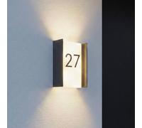 Lindby Aplique LED para exterior Selqa, número de casa, antracita, IP65