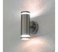 Lindby Aplique LED para exterior Tiberius, acero inoxidable, arriba/abajo, IP44