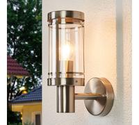 Lindby Aplique para exterior Djori, color aluminio, acero inoxidable, E27