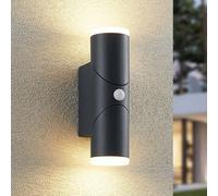 Lindby Aspyn aplique LED exterior, 2 luces, sensor