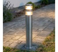 Lindby Bolardo luminoso LED Lanea, 60 cm, gris, acero inoxidable, IP44