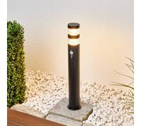 Lindby, bolardo luminoso LED Lanea, 60 cm, negro, sensor, IP44
