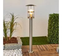 Lindby Bolardo luminoso Noemi, gris, acero inoxidable, 80 cm, IP44