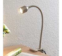 Lindby Djamila lámpara de pinza LED, níquel satinado
