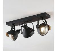 Lindby downlight de techo Henega, 52 cm, negro, 3 luces