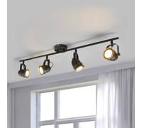 Lindby downlight de techo Leonor, 4 luces, negro, metal, 78 cm