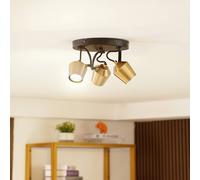 Lindby downlight de techo Sylveria, 3 luces, negro/oro, hierro