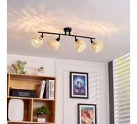 Lindby downlight de techo Youstin, 70,5 cm de largo, bambú 4 luces, E14