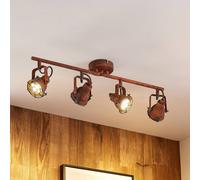 Lindby downlight Scabra, 63 cm, marrón óxido, 4 luces, metal