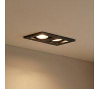 Lindby Downlight Thorid, negro, 19 x 10 cm, 2 luces, GU10