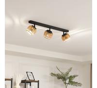 Lindby Ediz plafón, 3 luces, GU10, madera, 73 cm de largo