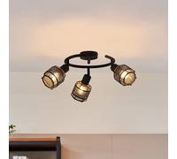 Lindby Eudoria plafón 3 luces negro/oro