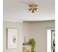 Lindby Filiz foco, 3 luces, Ø 20 cm, madera, hormigón, E14