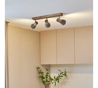 Lindby Filiz foco, 3 luces, 47 cm de largo, madera, hormigón, E14