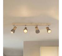 Lindby Filiz foco, 4 luces, 77 cm, madera, hormigón, E14
