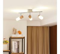 Lindby Foco de madera Christoph, 3 luces, alargado