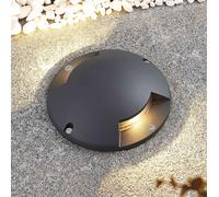 Lindby foco LED de suelo Cormac, 2 luces, Ø 21 cm, IP67