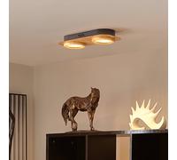 Lindby foco LED Joren, madera, 38 x 16 cm, 2 luces, 3.000 K