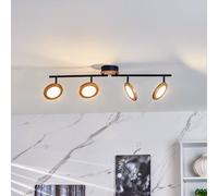 Lindby foco LED Manel, madera, 84 cm de largo, 4 luces