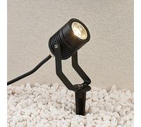 Lindby Foco LED para exterior Maris negro varilla anclaje
