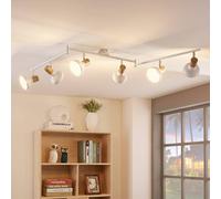 Lindby Fridolin downlight de techo, 160cm, 6 luces, blanco, metal