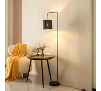 Lindby Hinay lámpara de pie textil negro/oro