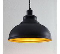 Lindby Lámpara colgante vintage Albertine, metal, negra