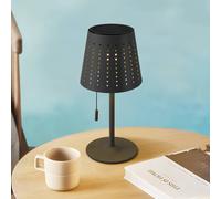 Lindby Lámpara de mesa LED solar Hilario, negra, hierro, batería recargable