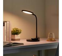 Lindby Lámpara de mesa LED Valtaria, negra, CCT, atenuable